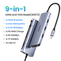 Hub USB type-C sang HDMI,VGA,Hub USB 3.0,SD,TF,Lan Gigabit Ugreen 40873 cao cấp