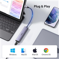 Hub USB Type-C to 3 cổng USB 3.0 Type-A kèm Lan Gigabit, vỏ nhôm 60600