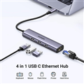 Hub USB Type-C to 3 cổng USB 3.0 Type-A kèm Lan Gigabit, vỏ nhôm 60600