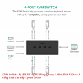 KVM Switch 4 port USB - Thiết bị 4 máy tính dùng 1 màn hình Ugreen 50280 cao cấp