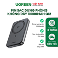 Pin dự phòng không dây từ tính 10000mAh 55135B UGREEN Qi2 hỗ trợ sạc nhanh lên đ