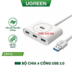 Bộ Chia 4 Cổng USB 3.0 Tốc Độ Cao dài 0,5m Ugreen 20282 cao cấp