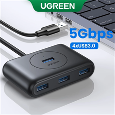 Bộ chia Hub USB 3.0 4 cổng màu đen dài 25cm Ugreen (50263) cao cấp