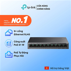 Bộ Chia Mạng Switch TP-Link LS1210P, 8 Cổng PoE+ Fast Ethernet + 2 Cổng Gigabit, 96W cao cấp
