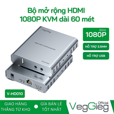 Bộ chuyển đổi HDMI  HDMI 1080P KVM Dài 60 Mét - Hỗ Trợ USB & Âm Thanh - V-HD010 chính hãng