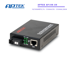 Bộ chuyển đổi quang điện 1 sợi 10/100Mbps  APTEK AP100-20A