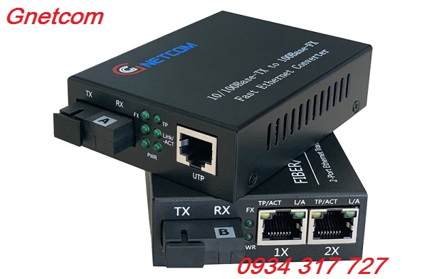Bộ chuyển đổi quang điện GNETCOM 1 ra 2 LAN 10/100M cao cấp