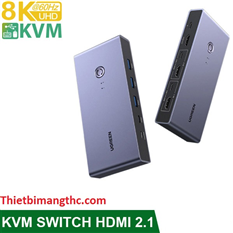 Bộ chuyển KVM 2 cổng HDMI 2.1 độ phân giải 8K@60Hz Ugreen 25961 (2 PC dùng 1 màn hình) cao cấp