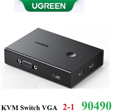 Bộ chuyển mạch KVM VGA 2 vào 1 ra FullHD 1080P hỗ trợ Hotkey Ugreen 90490 cao cấp