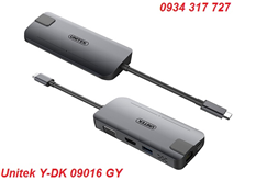 Bộ chuyển Type C sang USB 3.0 + HDMI + VGA + LAN UNITEK (Y-DK 09016GY)