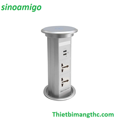 Bộ ổ cắm điện âm bàn Sinoamigo SMT-2 mở nắp Bằng điện cao cấp