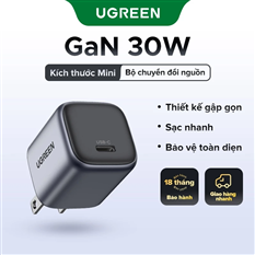 Bộ sạc nhanh GaN 30W UGREEN X513 55530 cổng USB Type-C cao cấp