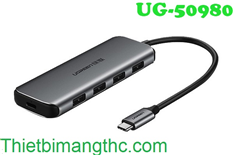 Cáp chuyển đổi Type C ra 4 cổng USB 3.0 hỗ trợ nguồn phụ Ugreen 50980