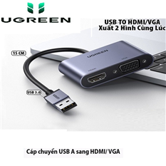 Cáp chuyển đổi USB 3.0 sang HDMI + VGA 1080P/60Hz Ugreen 20518