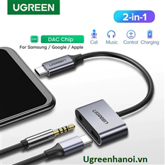 Cáp chuyển đổi USB C to 3.5mm Ugreen 60164 Chính Hãng CM231 (Chip DAC + sạc PD 30W USB C) cao cấp