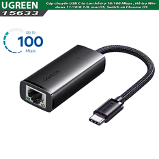 Cáp chuyển đổi USB Type-C 3.1 sang Lan Gigabit 100Mbps Ugreen 15633 cao cấp
