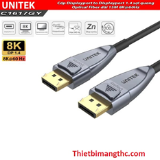 Cáp DisplayPort 1.4 sợi quang dài 15m Unitek C1617GY hỗ trợ 8K60hz (8K @ 60Hz, 4K 144Hz, 1440p @ 240Hz) cao cấp