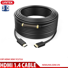 Cáp HDMI 1.4 dài 30m UNITEK  Y-C 171U hỗ trợ 4K (Có chip khuếch đại) cao cấp