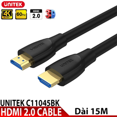 Cáp HDMI 2.0 UNITEK 15M C11045BK hỗ trợ 4K UltraHD (4096x2160p) @60Hz cao cấp