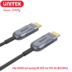 Cáp HDMI 2.1 sợi quang AOC Optical Fiber dài 15M độ phân giải 8K@60Hz Unitek C11029DGY cao cấp