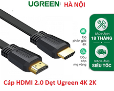 Cáp HDMI dẹt 2.0 dài 2M Ugreen 70159 cao cấp