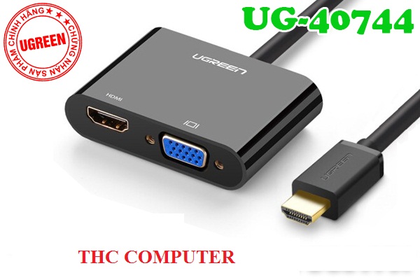 Cáp HDMI to VGA + HDMI + Audio 3.5mm Ugreen 40744