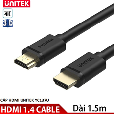 Cáp HDMI UNITEK Y-C 137U dài 1.5m (4k Ultra HD1.4v & 3D) cao cấp