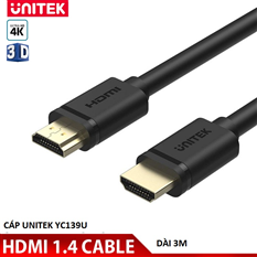 Cáp HDMI UNITEK Y-C 139U dài 3M (4K Ultra HD1.4v & 3D) cao cấp