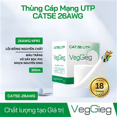 Cáp Mạng Cat5e 26 AWG, 4 Pair, VegGieg UTP cuộn 305m