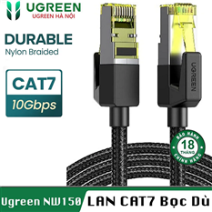 Cáp mạng Cat7 bọc Nylon dài 15M băng thông 10Gbps 600MHZ Ugreen 10643 (Black)