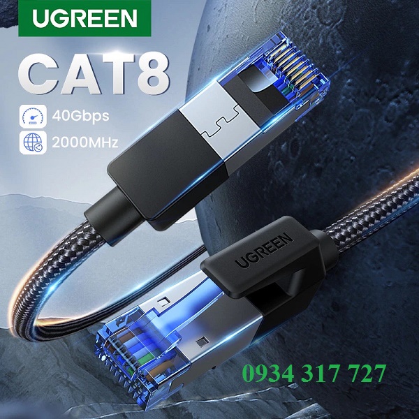 Cáp mạng Cat8 đúc sẵn bọc dù dài 3M Ugreen 80432 cao cấp