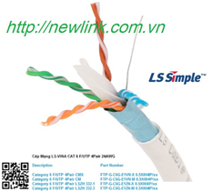 Cáp mạng LS VINA Cat6 FTP-G-C6G-E1VN-M 0.5X4P/GY 305M cao cấp