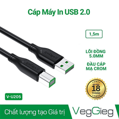 Cáp máy in USB 2.0 dài 1,5 VegGieg V-U205 cao cấp
