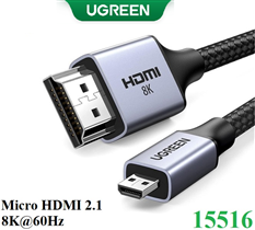 Cáp Micro HDMI sang HDMI 8K@60Hz dài 1M Hỗ trợ Dynamic HDR, eARC Ugreen 15516 cao cấp