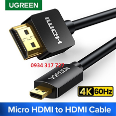 Cáp Micro HDMI sang HDMI dài 1,5M hỗ trợ 4K60Hz HDR Ugreen 30102 cao cấp