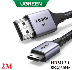 Cáp Mini HDMI sang HDMI 8K@60Hz dài 2M Hỗ trợ Dynamic HDR, eARC Ugreen 15515 cao cấp