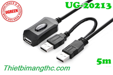 Cáp nối dài USB 2.0 hỗ trợ nguồn dài 5m Ugreen 20213 cao cấp