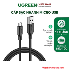 Cáp sạc dữ liệu micro USB dài 3m Ugreen 60827 chính hãng
