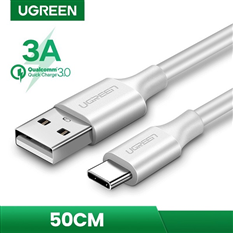 Cáp sạc, dữ liệu UGREEN USB-A 2.0 sang USB-C dài 0.5m US287 60120 (White)