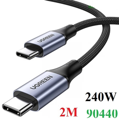 Cáp sạc, dữ liệu USB Type-C to Type-C dài 2M bọc dù hỗ trợ PD 240W Ugreen 90440 cao cấp