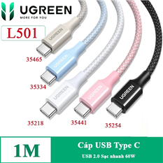 Cáp sạc nhanh 60W USB Type-C sang USB Type-C dài 1M Ugreen UNO 35465 (Màu Xám Bạc) cao cấp