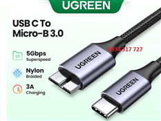 Cáp sạc nhanh, dữ liệu USB C Sang Micro B 3.0 5Gbps 3A dài 1M Ugreen cao cấp