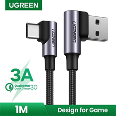 Cáp sạc nhanh, dữ liệu USB sang Type-C bẻ góc 90 độ dài 1M Ugreen 50941 cao cấp