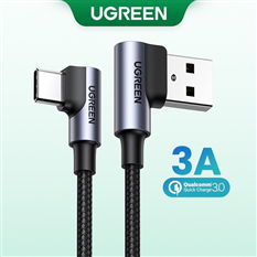 Cáp sạc nhanh, dữ liệu USB sang Type-C bẻ góc 90 độ dài 3M Ugreen 70255 cao cấp