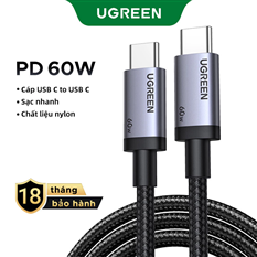 Cáp sạc nhanh Type C sang Type C 60W 3A Ugreen dài 2 mét L523 cao cấp