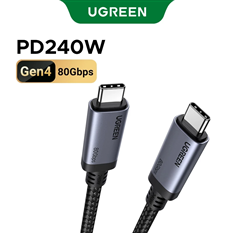 Cáp sạc nhanh UGREEN 65383- L706 Gen4 USB C sang USB C PD 240W 80 Gbps Max 5A Curent 16K @ 60Hz Max cao cấp