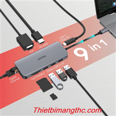 Cáp TYPE-C ra 3 USB 3.0 + HDMI + VGA + LAN + TF/SD/PD D1026B