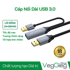 Cáp USB 3.0 nối dài 15m có chíp khuếch đại VegGieg V-U332 cao cấp