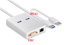 Cáp USB 3.0 to VGA và 2 cổng USB 3.0 Ugreen 40242