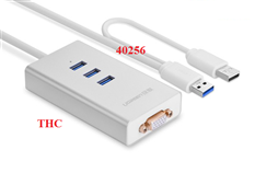 Cáp USB 3.0 to VGA và 3 cổng USB 3.0 chính hãng Ugreen 40256 Cao cấp